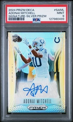 2024 Prizm Deca Adonai Mitchell Silver Signature Auto #S-AML Rookie PSA 9 Mint - Image 1 of 2