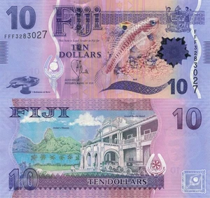 Fiji 10 Dollars (2012) - Fish/Gov't House, p-116, B527a UNC - Picture 1 of 3