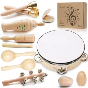 Toddler Wooden Musical Instruments Kids Drum Set Toy Tambourine Maracas,Rattl... - Picture 1 of 7