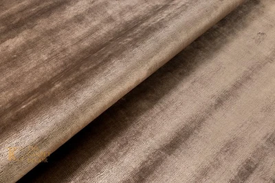 Luxury Hand Tufted Viscose Area Rug / Shag Carpet | Plain Brown Tonal Design - Image 1 of 4