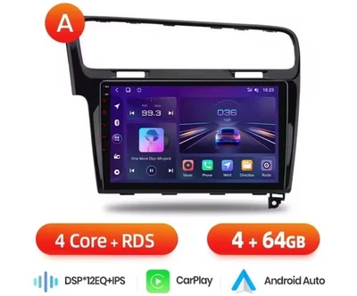 RADIO 2 DIN 10" ANDROID PER VOLKSWAGEN GOLF 7 BLUETOOTH USB GPS CARPLAY 4/64 - Immagine 1 di 4