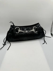 Pietro Alessandro New York Black Python Print Rhinestone Clutch Shoulder Bag - Bild 1 von 6