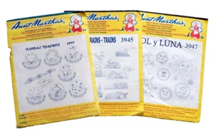 Tante Martha’s Hot Iron Transfers TRAINS LUNA Mond Sterne Blumen Teetassen 3 Stück - Bild 1 von 7