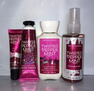NEW Lot Of 4 Bath & Body Works TWISTED PEPPERMINT Travel Size Set - Ships FREE!! - Picture 1 of 1
