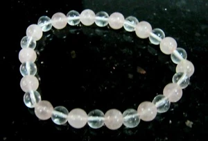 Clear Quartz Rose Quartz Beaded Bracelet Crystal Healing Fashion Jewelry Gift - Picture 1 of 1