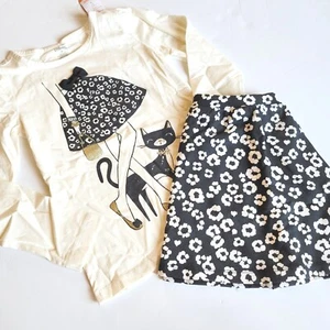Gymboree Girls 8 City Kitty Girl Cat Top Leopard Print Skirt Set NWT - Picture 1 of 4