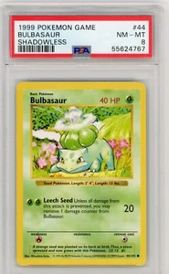 1999 Pokemon Base Set TCG Bulbasaur Shadowless PSA 8 NM-Mint 44/102 55624767 - Picture 1 of 2