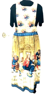 Last Supper Maxi Bib Apron Women OS Jesus Communion Wearable Art Church Easter - Picture 1 of 5