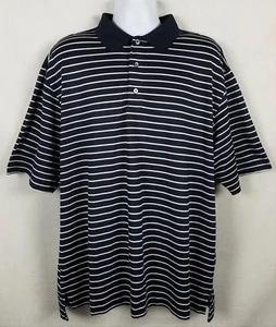 FootJoy Polo Shirt Mens XL Performance Short Sleeve Golf Striped Navy Blue White - Picture 1 of 7