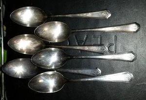 6qty Spoons ONEIDA COMMUNITY DUROPLATE Beverly Silverplate Used Art Deco - Bild 1 von 4