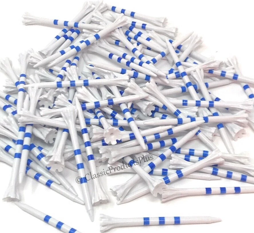 Champ FLY  3 1/4" Blue Striped Plastic Golf Tees  NEW 100Ct Bulk - Image 1 of 1