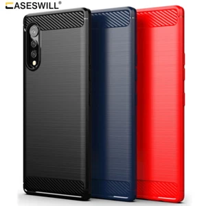 Funda protectora de poliuretano termoplástico flexible ultra delgada de fibra de carbono a prueba de golpes para LG Velvet 5G UW - Imagen 1 de 13
