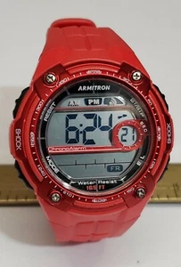 Men's Armitron Red Digital Sports Watch Large 45mm Case New Battery Nice Cond - Picture 1 of 7