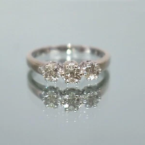 10K White Gold Engagement Ring with Diamond Flower Motif, size 6.75, 2.4 grams - Picture 1 of 12