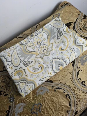 Threshold 60"x 80"  Yellow Grey Paisley 100% cotton table cloth - Image 1 of 4