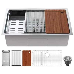 SKYSHALO Kitchen Sink, 304 Stainless Steel Drop-In Sinks, Undermount Single Bowl - Picture 1 of 9
