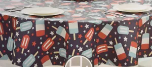 52x70Oblong Summer Colorful Flower PEVA Vinyl FlannelBack Tablecloth Multicolor - Picture 1 of 4