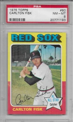 1975 TOPPS BASEBALL Carlton Fisk #80 PSA 8 NM-MT Boston Red Sox - Image 1 of 2