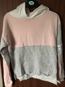 Girls Pink Grey Fleece Hoodie Primark Age 12 -13 Preowned -Excellent Condition - Picture 1 of 2