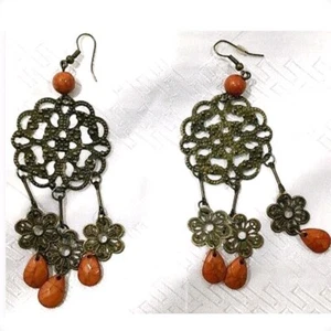 Böhmische Ohrringe / Traumfänger / Blume / baumelnd / Kronleuchter / Vintage - Bild 1 von 3