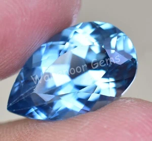8.00 Ct Natural Swiss Blue Topaz Pear Flawless CERTIFIED Loose Gemstone - Picture 1 of 7