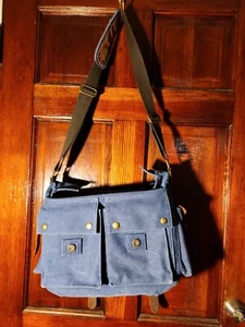 Kattee Denim & Leather Canvas Camera Bag Vintage DSLR SLR Messenger Shoulder Bag - Picture 1 of 11