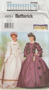 Butterick Sewing Pattern 6694 Miss Victorian or Civil War Top and Skirt Sz 12-16 - Picture 1 of 3