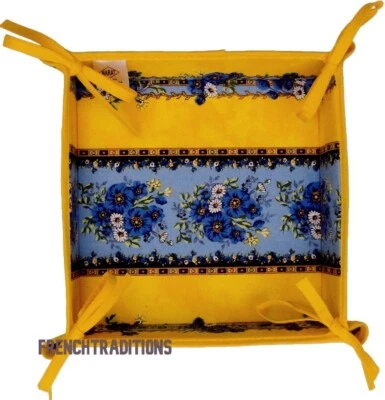 Cesta de pan provenzal francesa tradición Marat Aviñón amarillo azul hecha en Francia  Foto 1 de 4