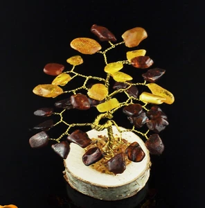 Natural Baltic Amber Tree of Life Luck Happiness Money Chakra Gemstone Crystal   - Picture 1 of 2
