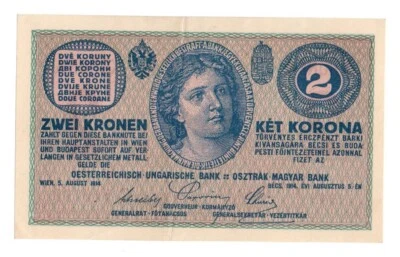 Austria Hungary 2 kronen korona 1914 P-17b / extra fine (XF) - Image 1 of 2