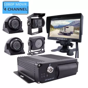 4CH 1080P AHD IR Camera VAN Bus Truck MDVR DVR Video Recorder System 7" Screen - Picture 1 of 8