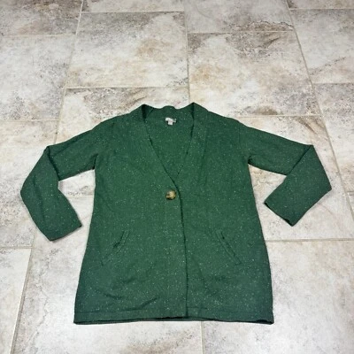 J. Jill кардиган свитер женщин маленький Angora крапинками туника зеленый кнопка - Изображение 1 из 4