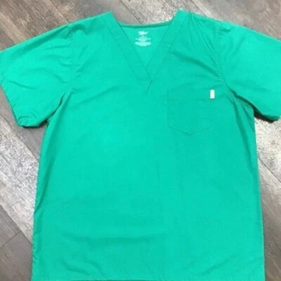 Green Scrub Top Sz. Small V-Neck 1 Pocket, nursing, CNA, Medical, Pharmacy, Vet - Image 1 of 4