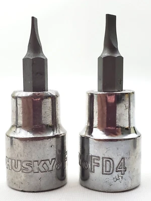 Lot of 2 Husky FD4 Slotted 4 mm Bit Sockets 3/8" Drive - Image 1 of 4
