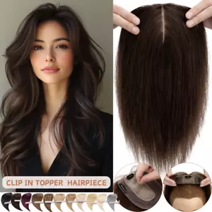 Women Hair Topper Toupee Clip in Hairpiece Top Hairpiece 100% Real Human Hair UK - Picture 1 of 127