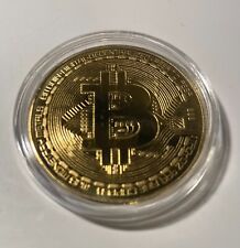 New Gold Plated Bitcoin Collector Coin in Plastic Case