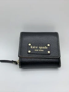Original Kate Spade dreifach faltbare Geldbörse mit Reißverschluss Münzfach - schwarz/hellbraun - Bild 1 von 5