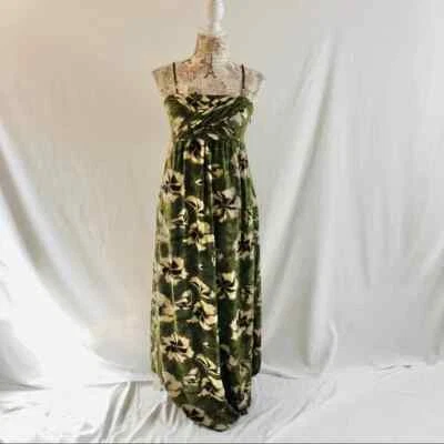 Maxi Vestido Edme & Esyllte Verde Floral Talla 2 o 4 Anthropologie Foto 1 de 4