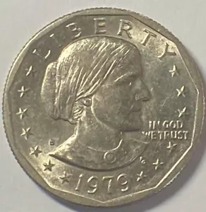 1979 S Proof Susan B Anthony Dollar - struck thru/bun missing hairlines. - Picture 1 of 5