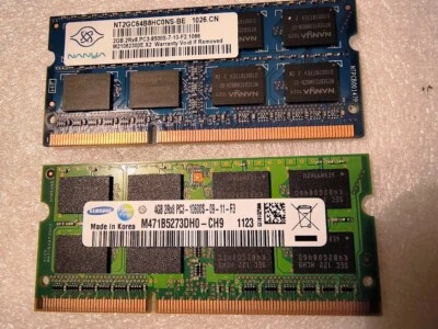 Samsung & Nanya Laptop Memory 6GB Total - 4GB + 2GB Sticks - Image 1 of 2