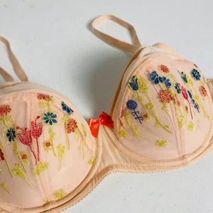 Adore Me 38D Bra Peach Balconette Sheer Cup Underwire Back Closure - Picture 1 of 6