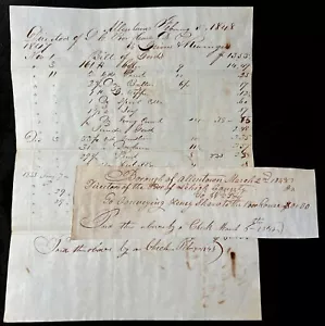 2 antichi documenti scritti a mano 1848 CASA POVERA Bill of Goods ALLENTOWN PA - Foto 1 di 19