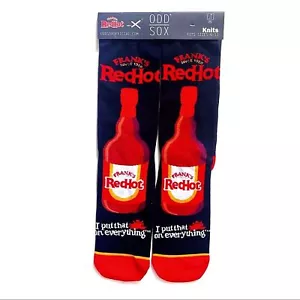 Odd Sox Frank’s Hot Sauce Crew Socks Mens Womens Fun Funny Novelty Gift - Picture 1 of 7