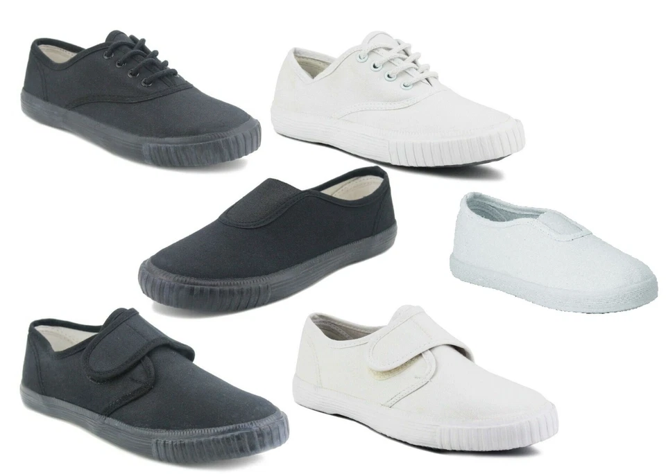 DEK KINDER FLACHE MÄDCHEN SCHULE TURNSCHUHE TANZ PUMPS SNEAKER JUNGEN LEINEN SCHUHE