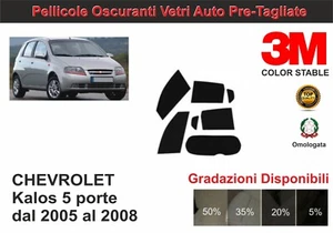 pellicola oscurante vetri pre-tagliata Chevrolet kalos 5p dal 2005 al 2008 comp - Imagen 1 de 1