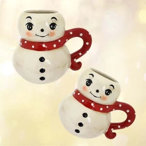 Johanna Parker Designs Christmas Snowman Ceramic Mugs Set of Two New 2025 - Picture 1 of 2