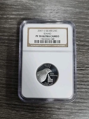 2007-S Idaho Silver Statehood Quarter NGC PF 70 ULTRA CAMEO - Image 1 of 2