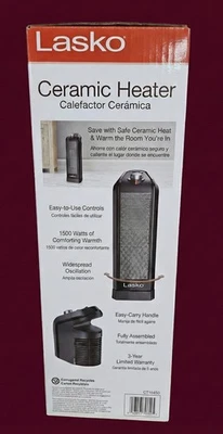 Mini calentador de torre de cerámica Lasko Cool Touch exterior totalmente montado 1500 vatios Foto 1 de 2