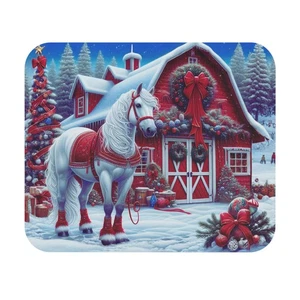 Alfombrilla de ratón Winter Wonderland Horse, alfombrilla de ratón de Navidad, alfombrilla de escritorio de vacaciones - Imagen 1 de 5