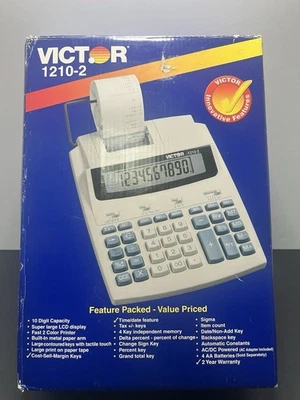 Victor 1210-2 Printing Calculator Desktop Battery & Power Cord NEW Never Used - Image 1 of 4